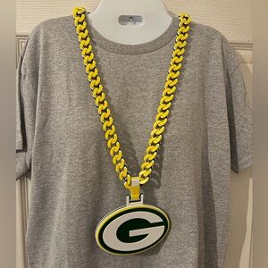 Green Bay Packers with Yellow Chain and Green Pendant